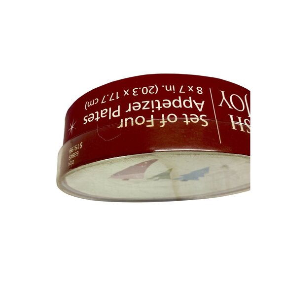 Set Of 4 Christmas Tree Appetizer 8 in Plates Vintage Sears NWB - Picture 3 of 5